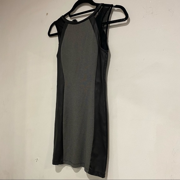 Grey/Black Mini Dress with mesh sleeves - Picture 5 of 5